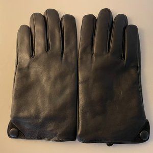 Warmen Men's Leather Black Gloves